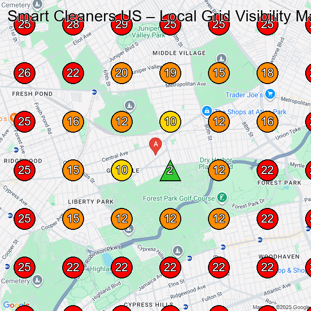 Smart Cleaners US GeoGrid visibility map for Carpet Cleaning Service in Queens